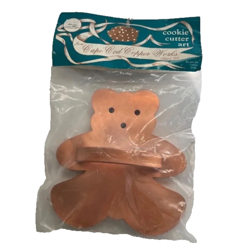 Cape Cod Copper Works Christmas Cookie Cutter Art Teddy Bear New Old Stock 7"